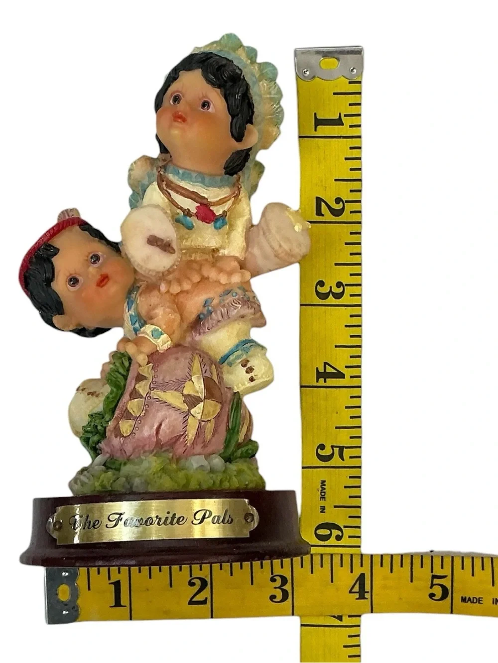Vintage Native American Indian Children Figure Hand Painted Tribal Attire 1980
